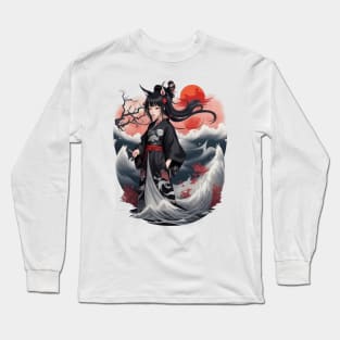 Traditional Black Kimono Girl 01 Long Sleeve T-Shirt